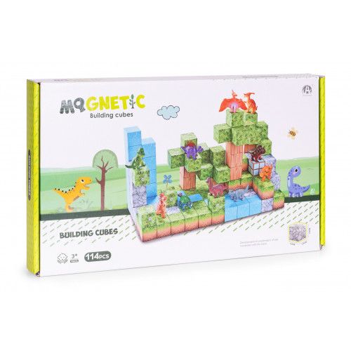 KLOCKI MAGNETYCZNE 114 ELEMENTÓW DINOZAURY DLA DZIECI 3+ LATA na Arena.pl