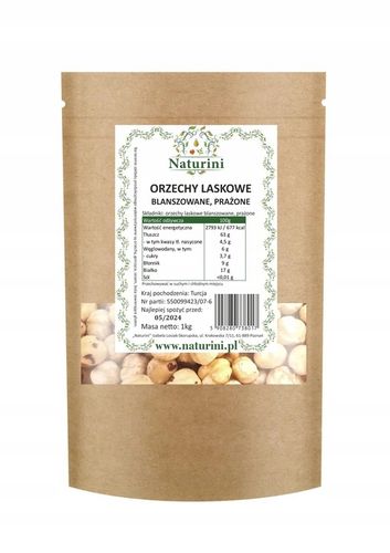 Orzechy laskowe blanszowane i prażone PYSZNE DO MUSLI 1kg na Arena.pl