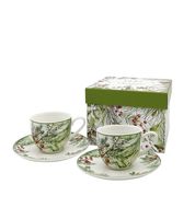 FILIŻANKI DO ESPRESSO ZE SPODKAMI DUO ŚWIĘTA GAŁĄZKI CHOINKI 90 ML X 2 SZT