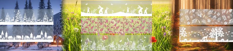 Folia Okienna Statyczna Wzór Domki Ozdoba Na Boże Narodzenie Border Na Okno zdjęcie 14