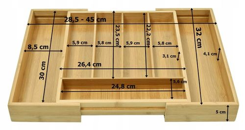 WKŁAD DO SZUFLADY NA SZTUĆCE BAMBUSOWY DREWNIANY ORGANIZER ROZSUWANY na Arena.pl