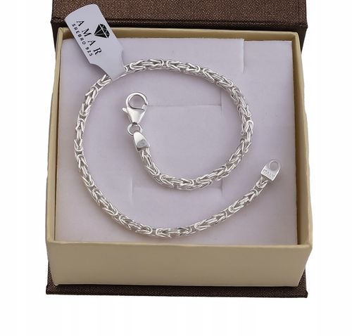 SREBRNA PEŁNA BRANSOLETKA MĘSKA SPLOT KRÓLEWSKI PR. 925 + GRAWER GRATIS na Arena.pl