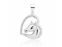 Rodowany srebrny wisior wisiorek serce konik koń horse heart cyrkonia cyrkonie srebro 925 Z1795C_WB