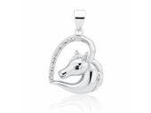 Rodowany srebrny wisior wisiorek serce konik koń horse heart cyrkonia cyrkonie srebro 925 Z1795C_WB