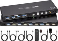 Przełącznik KVM 4xPC 2xMonitor VPFET 8K60Hz/4K144Hz DP1.4 HDMI2.1 4xUSB 3.0