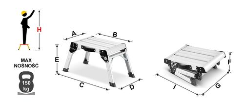 Drabina domowa stołek schodek podest podwyższający składany HIGHER ML-207 na Arena.pl
