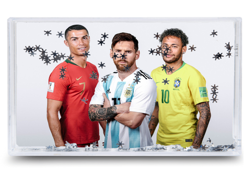 Akwarium - Ramka wodna 3D - Messi, Ronaldo, Neymar na Arena.pl