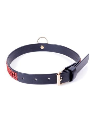 fetish b   series collar with crystals 2 cm red line na Arena.pl