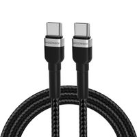 kabel przewód w oplocie usb-c - usb-c pd 65w 1m czarny