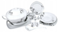 SERWIS OBIADOWY KOMPLET TALERZY ZASTAWA STOŁOWA ZESTAW NA 12 OSÓB PORCELANA