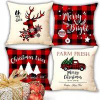 4x POSZEWKI NA PODUSZKI ŚWIĄTECZNE DEKORACYJNE PREZENT BAWŁNA JASIEK 45x45