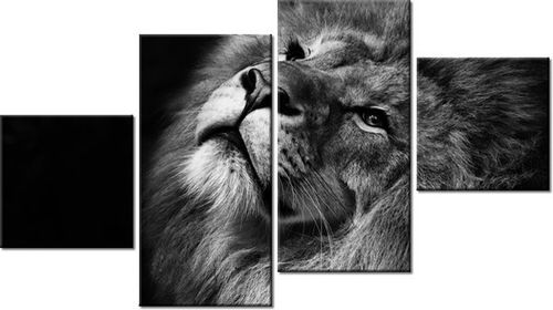 90CM 160 OBRAZ 4 ELEM SREBRNY LEW ŚCIENNY na Arena.pl