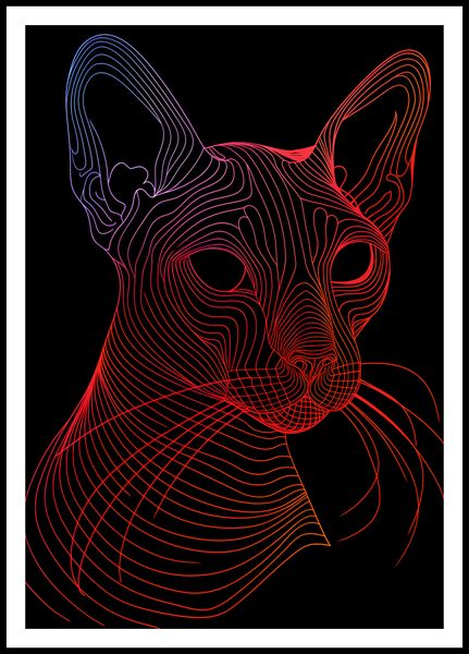 Plakat 68x98cm Cyfrowa Kocica zdjęcie 3