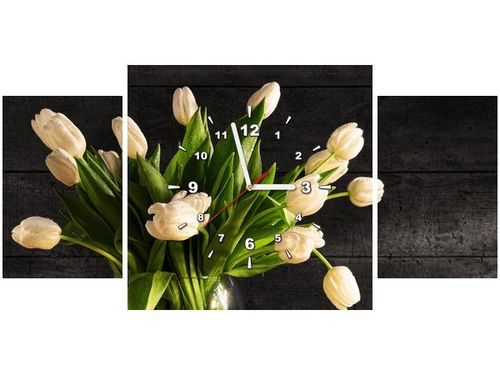 80X40CM ZEGAR ZEGAR ŚCIENNY BUKIET JASNYCH TULIPANÓW KWIATY OBRAZ na Arena.pl