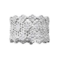 ażurowy pierścionek srebrny z cyrkoniami - plastry miodu