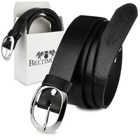 Beltimore Skórzany Damski Pasek Do Spodni 3 Cm Antyalergiczny  Czarny U54