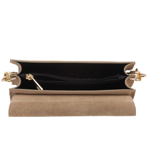 VERA PELLE torebka zamszowa listonoszka z klapą i paskiem V684 c.bordowa na Arena.pl