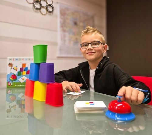 Gra edukacyjna Montessori MEMOKUBKI 3+ dla 3 latka zestaw 2 gier kubki 2w1 na Arena.pl