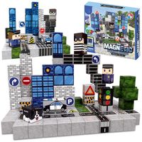 Klocki magnetyczne 3D kostki budowlane 2,5 cm Pixele Zestaw 110 el. Policja