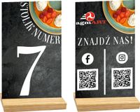 NUMER STOLIKA DO RESTAURACJI z nadrukiem TWÓJ TEKST NAPIS LOGO KOD QR