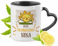 Kubek Czarny Z Uszkiem W Kształcie Serca Dla Niny Idealny Na Prezent