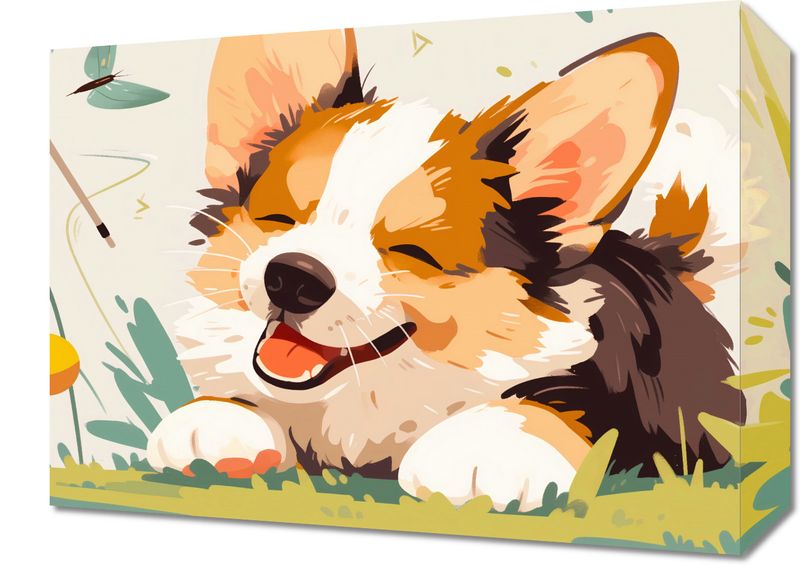 Obraz 40x30cm Beztroski Corgi zdjęcie 1