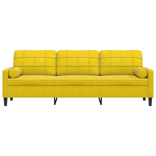 3-osobowa sofa z poduszkami, żółta, 210 cm, aksamit na Arena.pl