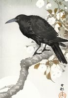 Plakat 68x98cm A Crow and The full Moon, Koson Japoński Vintage do Salonu