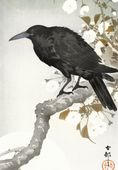 Plakat 68x98cm A Crow and The full Moon, Koson Japoński Vintage do Salonu