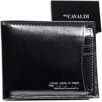 małe, poziome i czarne etui na karty ze skóry naturalnej - 4u cavaldi