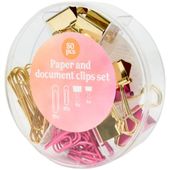 Spinacze i zaciski do papieru Pastel różowe złote zestaw 50szt