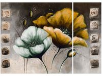 70X50CM MALOWANE MAKI ZÓŁCI DWÓJ OBRAZ NIESYMETRYCZNY