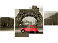 OBRAZ CZERWONY CITROEN 2CV WIEŻĄ EIFFLA