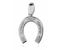 Delikatny rodowany srebrny wisiorek gładka podkowa szczęścia podkówka srebro 925 KS0123