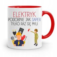 Kubek Czerwony Dla Elektryka Tylko Raz Się Myli Z Nadrukiem Ze Zdjęciem