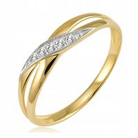 ZŁOTY PIERŚCIONEK ZARĘCZYNOWY 585 14k CYRKONIE R15