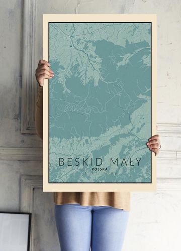 Beskid Mały mapa vintage - plakat 50x70 cm na Arena.pl
