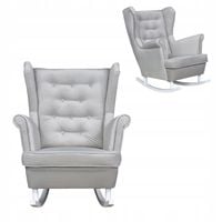 Fotel uszak Diana bujany skandynawski Family Meble szaro bezowy welur