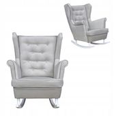 Fotel uszak Diana bujany skandynawski Family Meble szaro bezowy welur