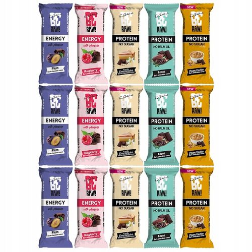 Baton proteinowy energetyczny BeRAW! mix smaków 15x40g na Arena.pl