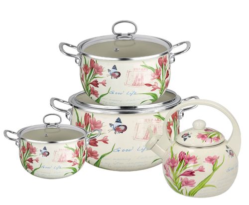 Garnki Emaliowane EDENBERG ORCHIDEE 7 ele [EB-1838] na Arena.pl