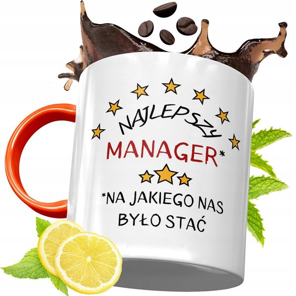 Kubek Pomarańczowy Dla Managera Prezent Z Nadrukiem Ze Zdjęciem zdjęcie 1