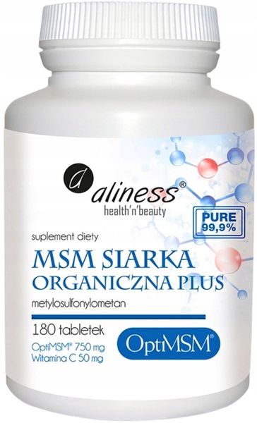 ALINESS MSM SIARKA ORGANICZNA PLUS OPTI MSM 180tab Alergie Trądzik Stawy zdjęcie 1