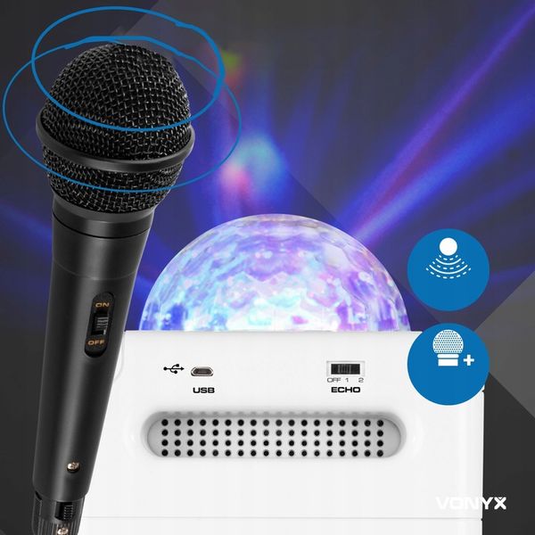 Głośnik BLUETOOTH KARAOKE USB LED KULKA+ mikrofon zdjęcie 6