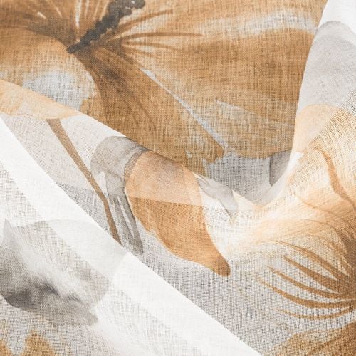 Firana na przelotach z nadrukiem w kwiaty SOFIA 140x250 biała + ruda na Arena.pl