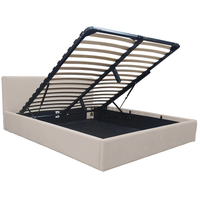 Łóżko tapicerowane Velio 140x200 z pojemnikiem stelaż zagłówek taupe