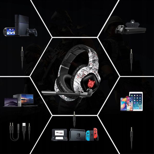 ONIKUMA K19 CAMO SŁUCHAWKI GAMINGOWE NAUSZNE PRZEWODOWE Z MIKROFONEM RGB zdjęcie 6