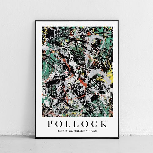Plakat Jackson Pollock abstrakcja green 30x40 cm w czarnej ramie na Arena.pl