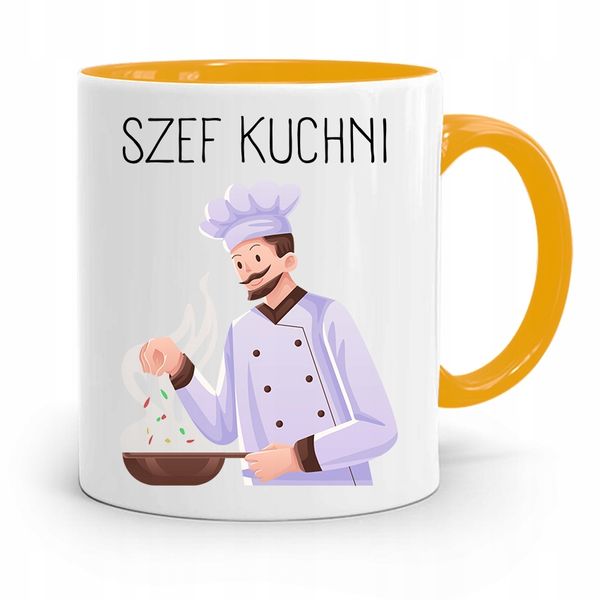 Kubek Żółty Dla Kucharza Kucharki Szef Kuchni Z Nadrukiem Ze Zdjęciem zdjęcie 1