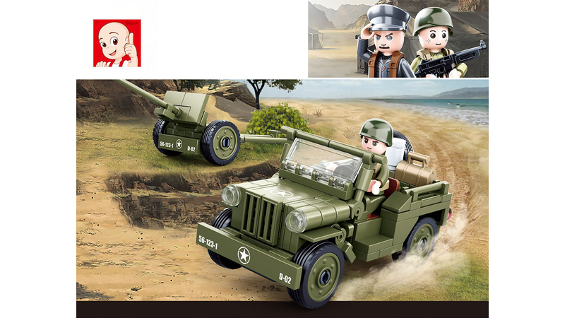 Klocki Wojsko JEEP WILLYS MB + Armata 143el zdjęcie 8